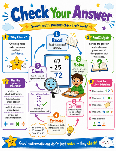 Check Your Answer I Elementary School Poster I Classroom Decor