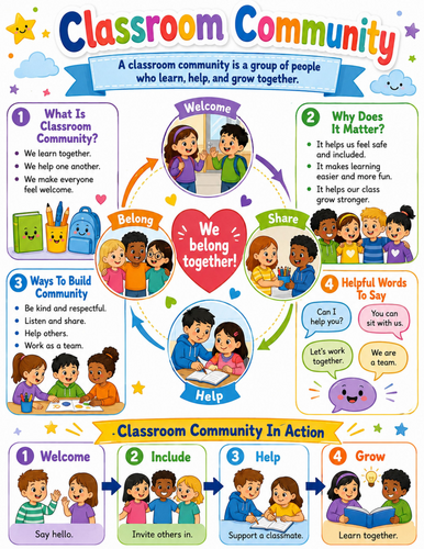 Classroom community I Elementary School Poster I Classroom Decor