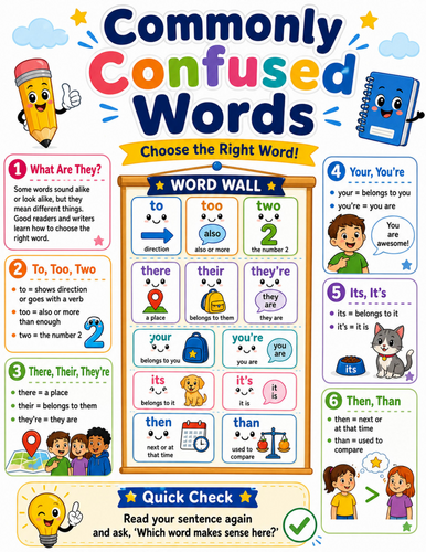 Commonly Confused Words I Elementary School Poster I Classroom Decor