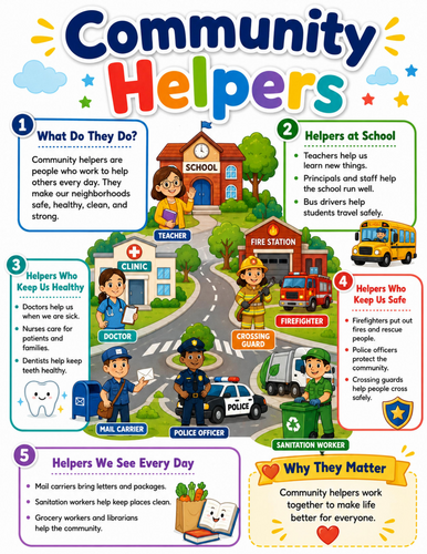 Community Helpers I Elementary School Poster I Classroom Decor