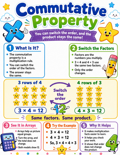 Commutative Property I Elementary School Poster I Classroom Decor