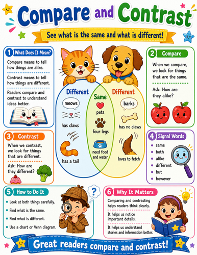 Compare and Contrast I Elementary School Poster I Classroom Decor