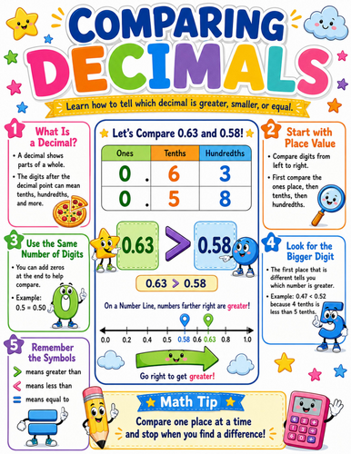 Comparing Decimals I Elementary School Poster I Classroom Decor