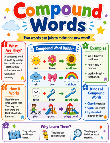 Compound Words I Elementary School Poster I Classroom Decor