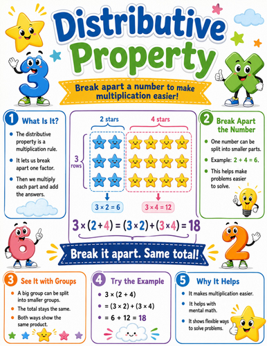 Distributive Property I Elementary School Poster I Classroom Decor