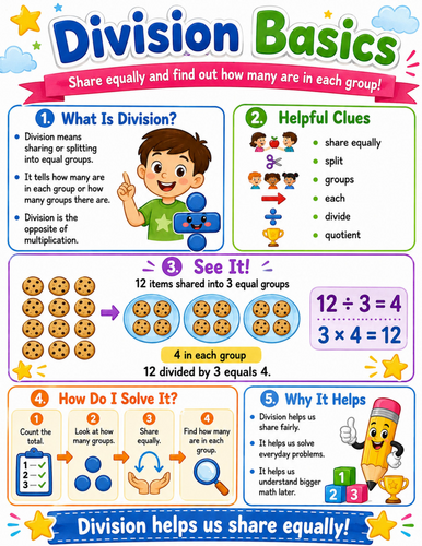 Division Basics I Elementary School Poster I Classroom Decor
