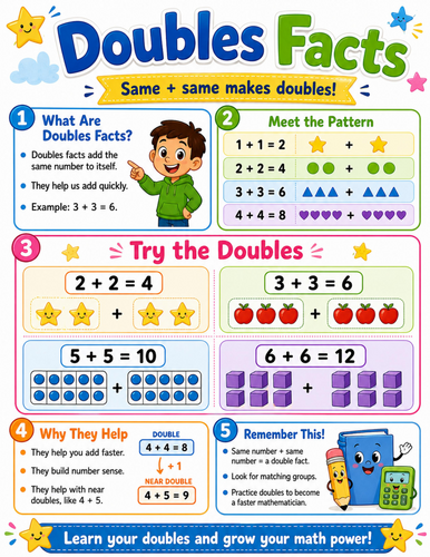 Double Facts I Elementary School Poster I Classroom Decor