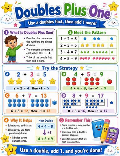 Doubles Plus One I Elementary School Poster I Classroom Decor