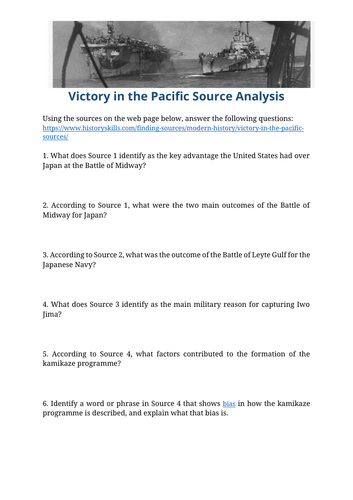WWII Victory in the Pacific Source Analysis Worksheet