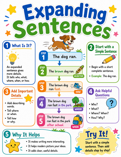 Expanding Sentences I Elementary School Poster I Classroom Decor