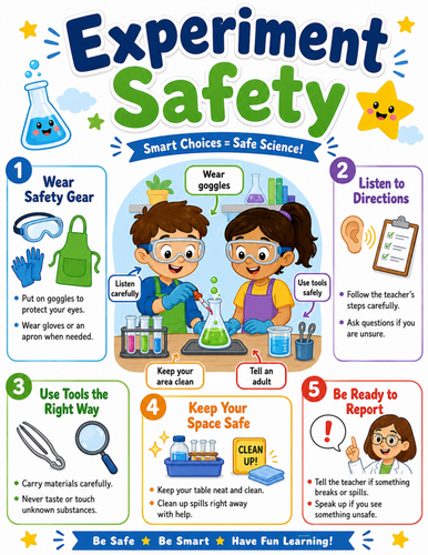 Experiment Safety I Elementary School Poster I Classroom Decor