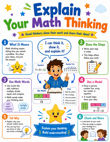 Explain Your Math Thinking I Elementary School Poster I Classroom Decor