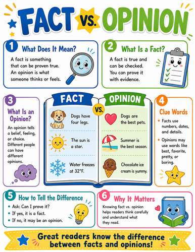 Fact vs Opinion I Elementary School Poster I Classroom Decor