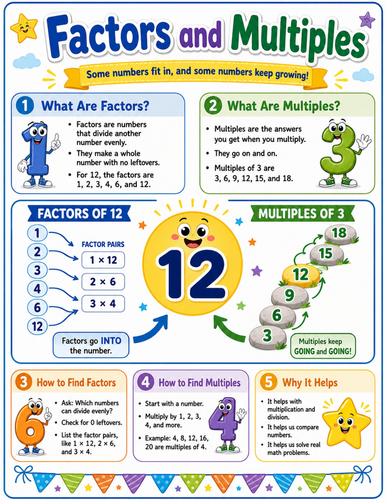 Factors and Multiples I Elementary School Poster I Classroom Decor