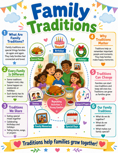 Family Traditions I Elementary School Poster I Classroom Decor