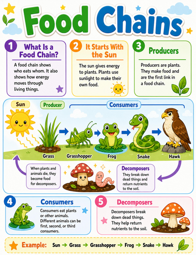 Food Chains I Elementary School Poster I Classroom Decor