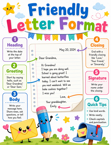 Friendly Letter Format I Elementary School Poster I Classroom Decor
