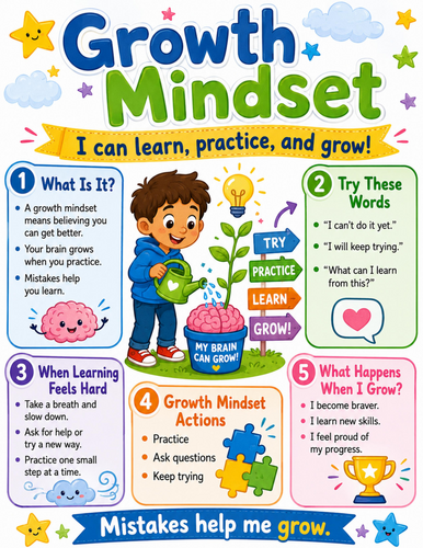 Growth Mindset I Elementary School Poster I Classroom Decor