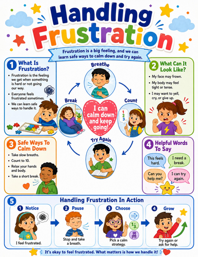 Handling Frustration I Elementary School Poster I Classroom Decor