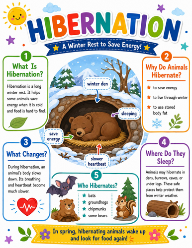 Hibernation I Elementary School Poster I Classroom Decor