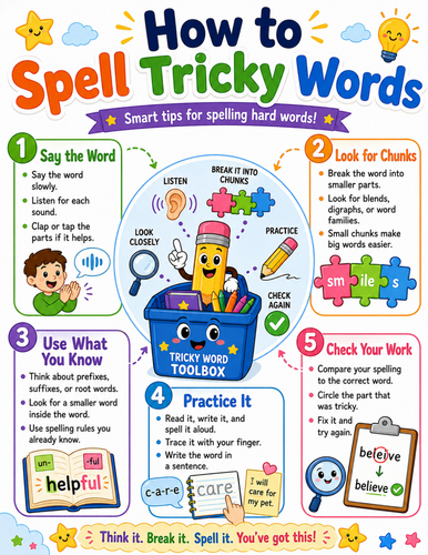 How to Spell Tricky Words I Elementary School Poster I Classroom Decor