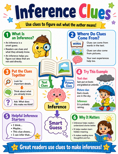 Inference Clues I Elementary School Poster I Classroom Decor