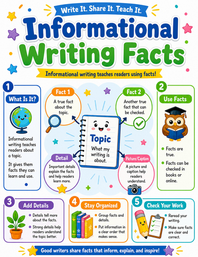 Informational Writing Facts I Elementary School Poster I Classroom Decor