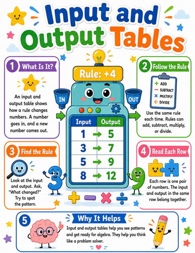Input and Output Tables I Elementary School Poster I Classroom Decor