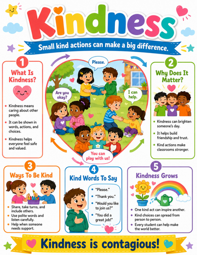 Kindness I Elementary School Poster I Classroom Decor