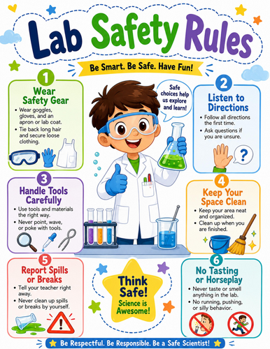 Lab Safety Rules I Elementary School Poster I Classroom Decor