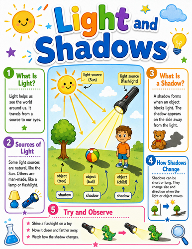 Light and Shadows I Elementary School Poster I Classroom Decor