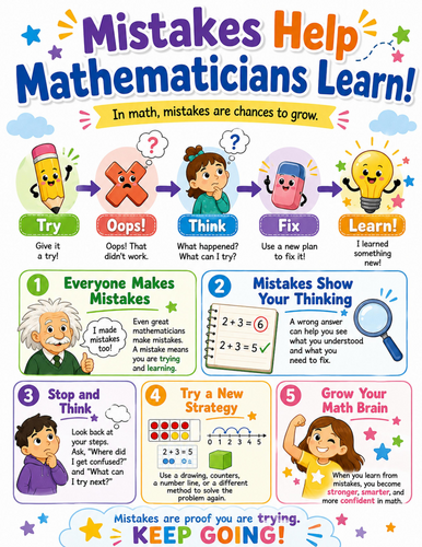 Mistakes Help Mathematicians Learn I Elementary School Poster I Classroom Decor