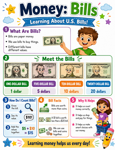 Money - Bills I Elementary School Poster I Classroom Decor