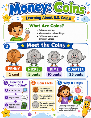 Money - Coins I Elementary School Poster I Classroom Decor