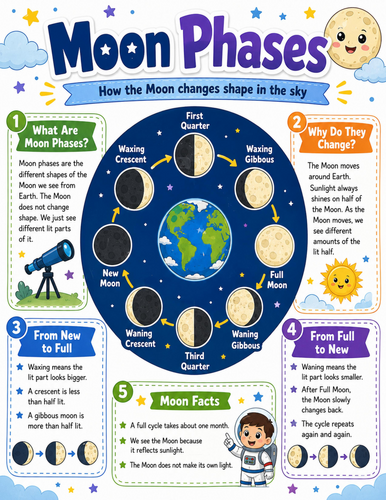 Moon Phases I Elementary School Poster I Classroom Decor