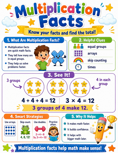 Multiplication Facts I Elementary School Poster I Classroom Decor