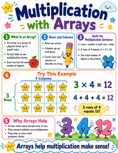 Multiplication with Arrays I Elementary School Poster I Classroom Decor