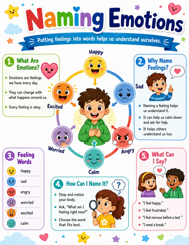 Naming Emotions I Elementary School Poster I Classroom Decor