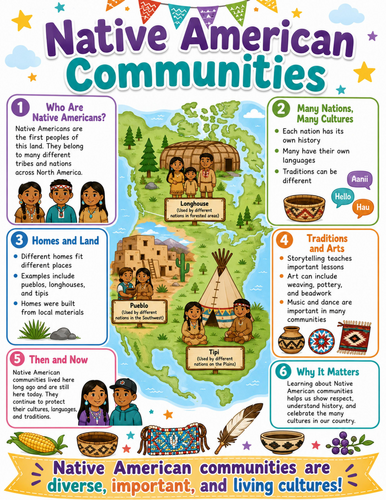 Native American Communities I Elementary School Poster I Classroom Decor
