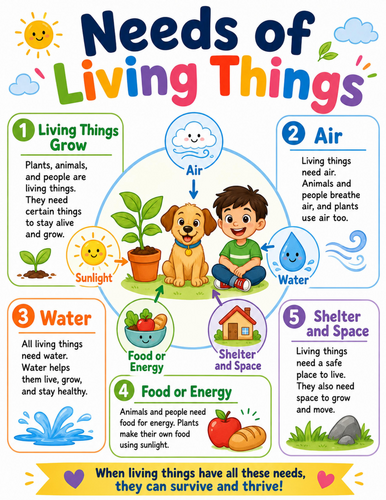 Needs of Living Things I Elementary School Poster I Classroom Decor