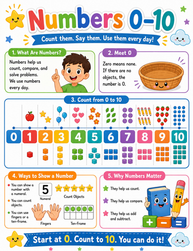 Numbers 0-10 I Elementary School Poster I Classroom Decor