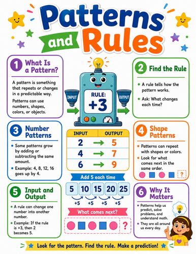 Patterns and Rules I Elementary School Poster I Classroom Decor