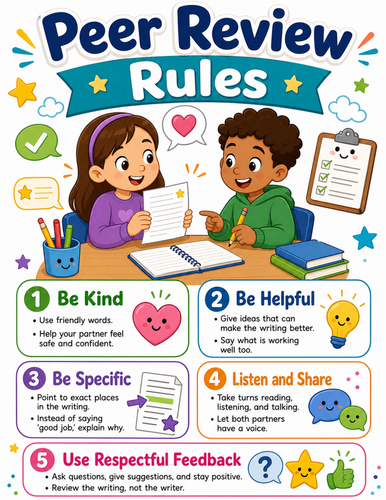Peer Review Rules I Elementary School Poster I Classroom Decor