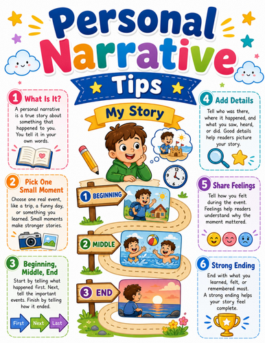 Personal Narrative Tips I Elementary School Poster I Classroom Decor