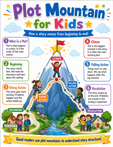 Plot Mountain for Kids I Elementary School Poster I Classroom Decor
