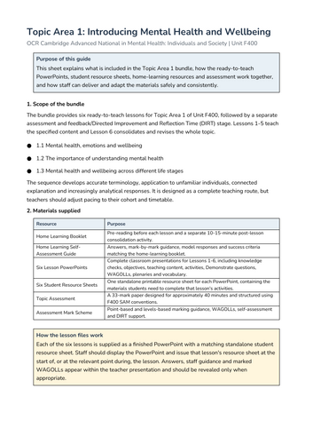 OCR AAQ Mental Health - F400 - Topic Area 1 (Free!)