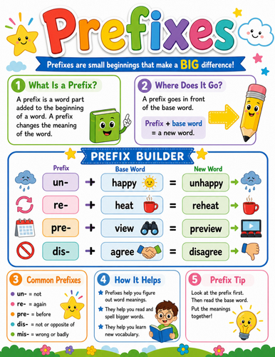 Prefixes I Elementary School Poster I Classroom Decor