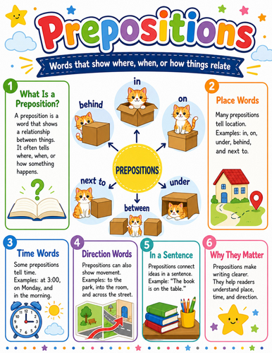 Prepositions I Elementary School Poster I Classroom Decor