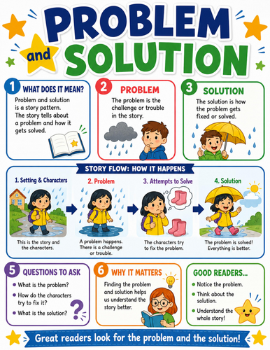 Problem Solution I Elementary School Poster I Classroom Decor