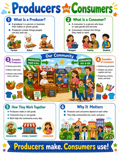 Producers and Consumers I Elementary School Poster I Classroom Decor